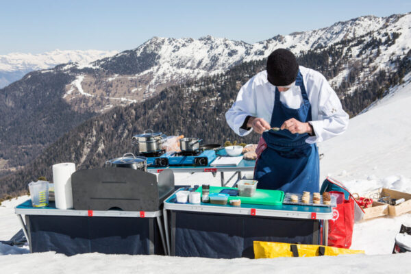 our portable snow picnic kitchen in verbier